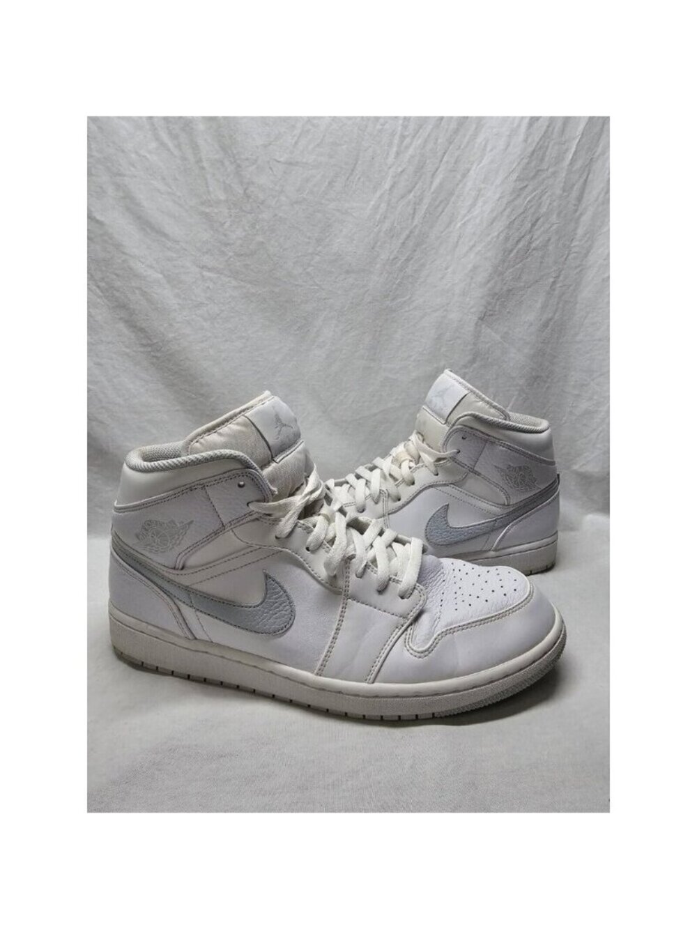 NIKE Jordan 1 high White Pure Platinum High Tops Mens Size 12 554724-108